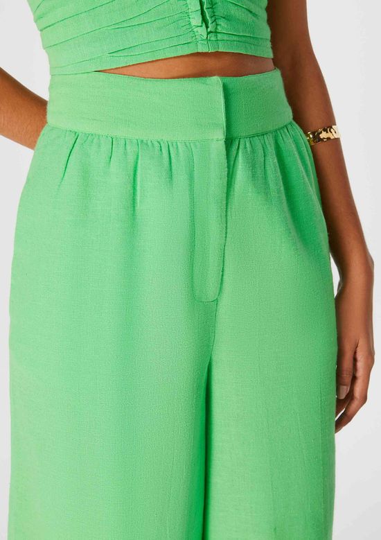 Foto do produto: Calça Feminina Pantalona Cintura Alta Em Alfaiataria - Verde