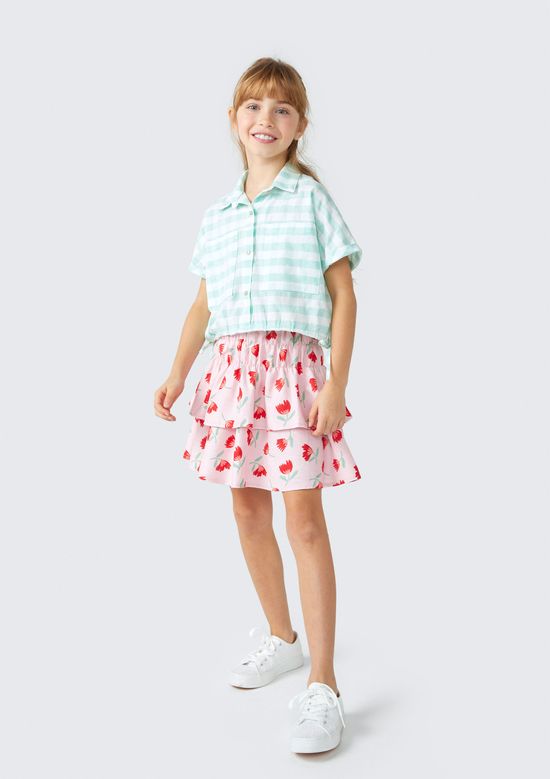 Foto do produto: Saia Curta Infantil Com Babados Estampado - Rosa