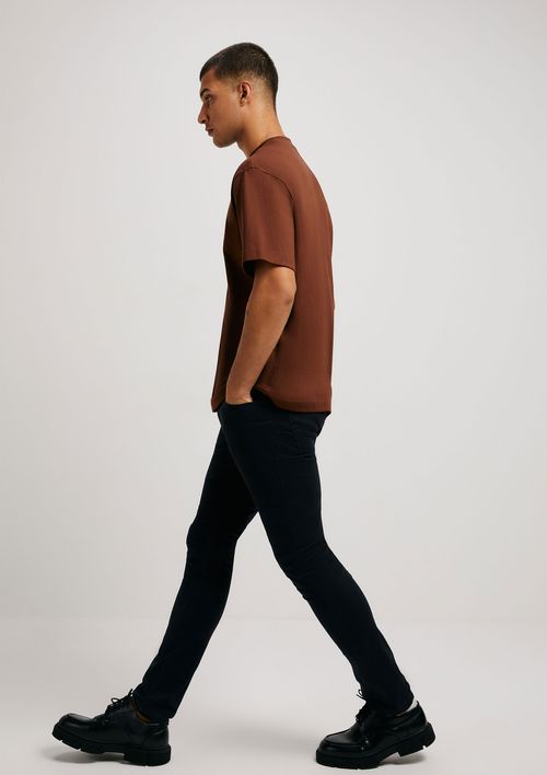 Calça Básica Masculina Skinny Em Sarja Com Elastano - Preto