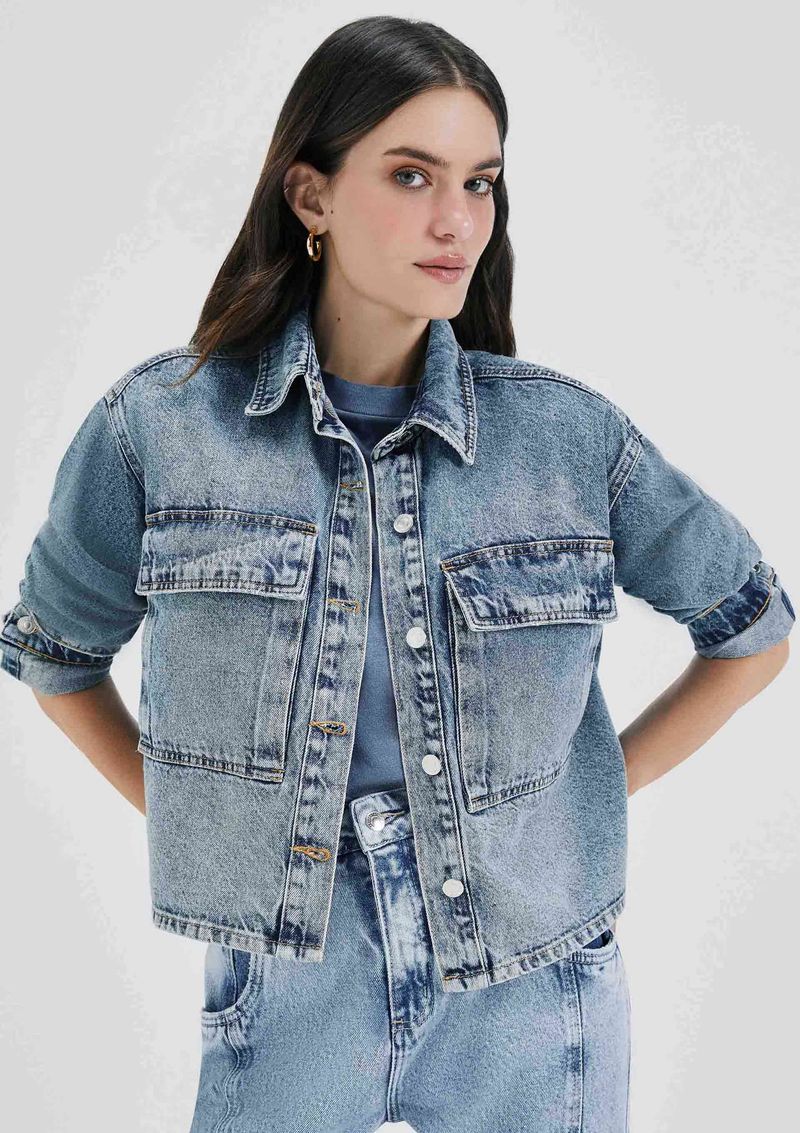 Camisa feminina jeans sales hering