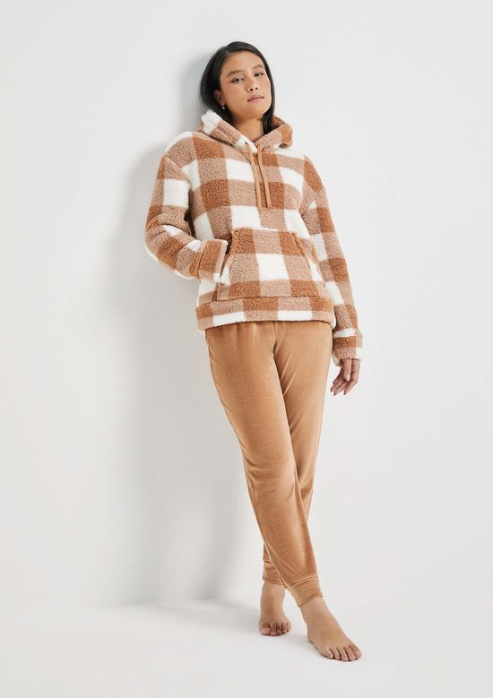 Foto do produto: Pijama Longo Feminino Com Blusão - Marrom